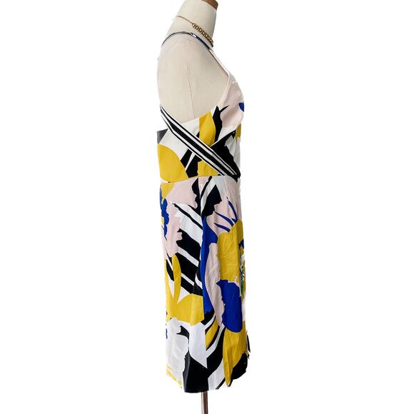 Karen Millen floral print crisscross strap halter stretch cotton dress size 8 - Picture 8 of 9